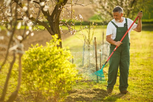 Gardener consulting with a customer about accessible garden design